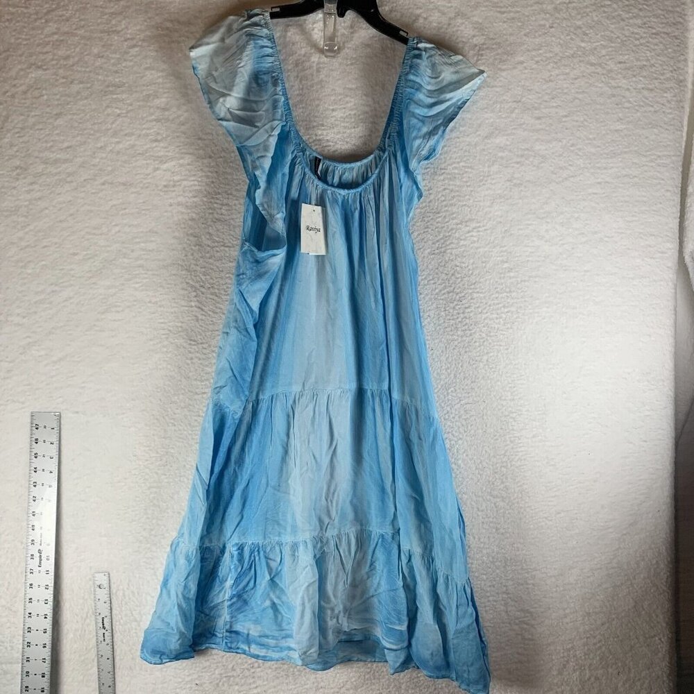 Raviya Cover-Up Dress Womens 2X Blue Rayon Pigment Wash Off the Shoulder S9498